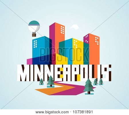 Minneapolis destination brand logo. vector cartoon