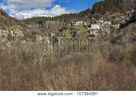 Kipoi village and mountain river, Pindus Mountains, Zagori, Epirus