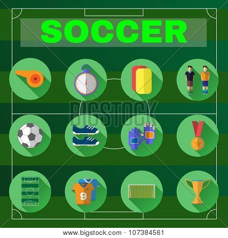 Football Game Flat Design Icons