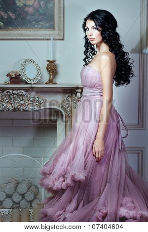 Girl In A Magnificent Pink Dress.