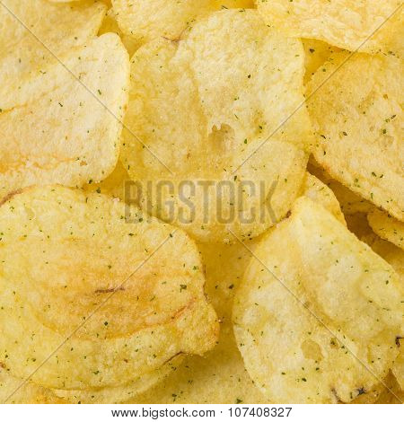 Prepared Potato Chips Snack Closeup View