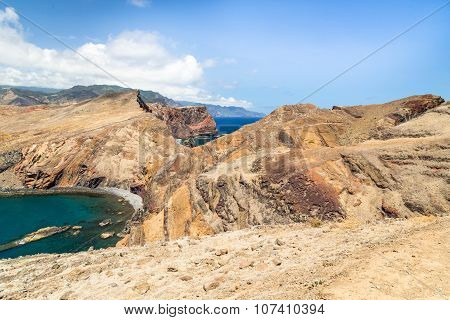 rocks of east part of Madeira in the droughty summer afternoon
