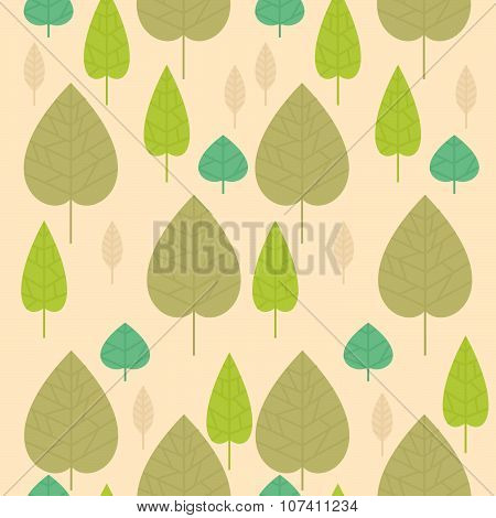 Floral seamless pattern with green autumn leaves