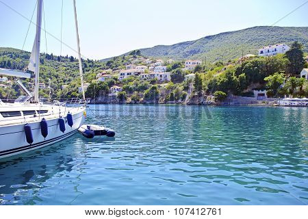 Kioni port in Ithaca Greece