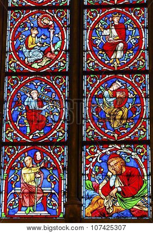 Many Kings Stained Glass Notre Dame Cathedral Paris France