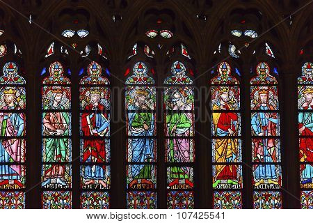 Kings Stained Glass Notre Dame Cathedral Paris France