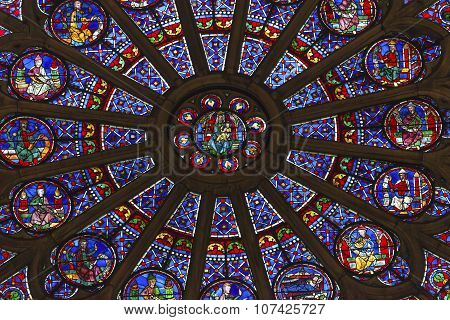 North Rose Window Mary Jesus Stained Glass Notre Dame Cathedral Paris France