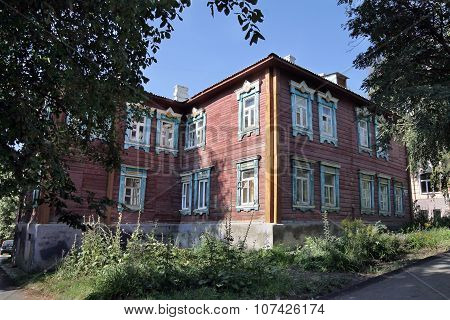 A Two-storey Wooden House In Penza