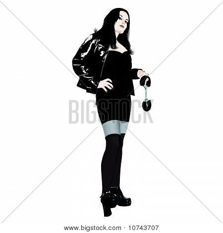Vector Fetish Girl with handcuffs