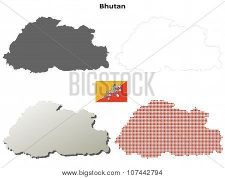 Bhutan outline map set