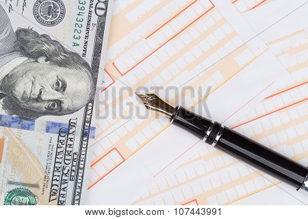 Fountain Pen On Empty Remittance Slip