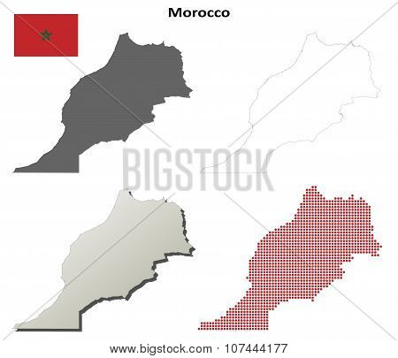 Morocco outline map set