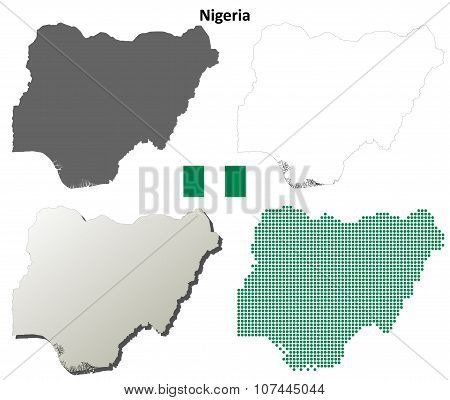 Nigeria outline map set