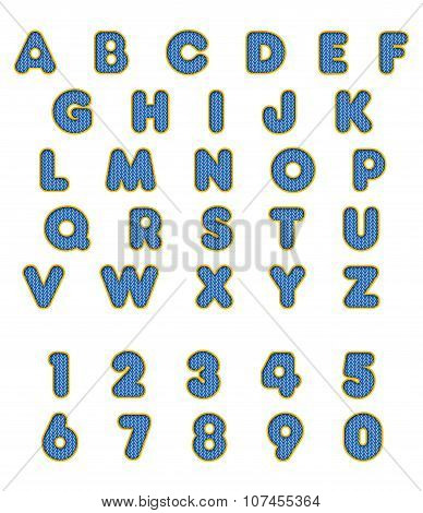 Knitted blue font