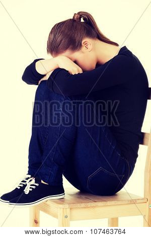 Sad teen girl heaving depression.