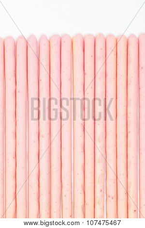 Japanese snack food biscuit stick strawberry coated