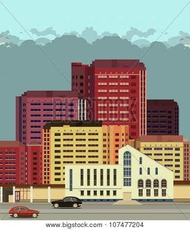 Background City Streets In Flat Style