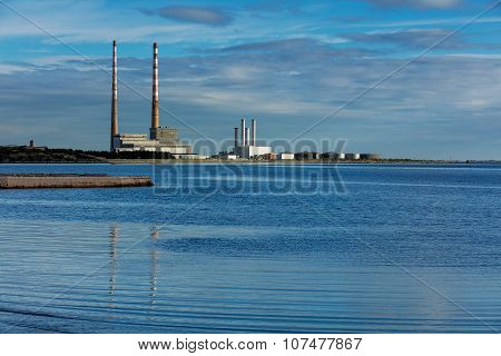 Poolbeg chimneys of the Ringsend area of Dublin, Ireland
