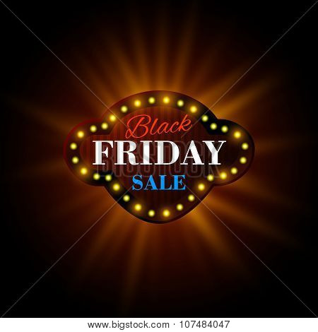 Black Friday Retro Light Frame. Vector Illustration