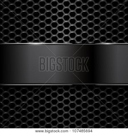 Geometric Pattern Of Hexagons With Black Metallic Banner