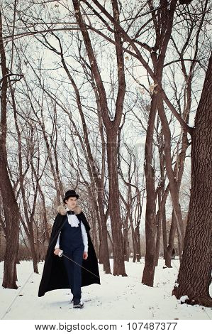 Handsome  Elegantyoung Man With Rapier, Outdoor