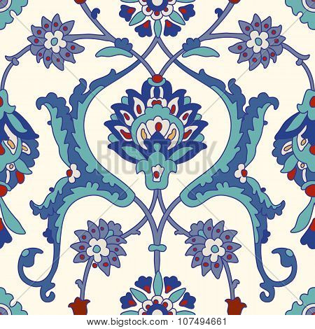 Traditional Arabic  ornament seamless. Floral Ornamental pattern. Iznik .Vector.  Background