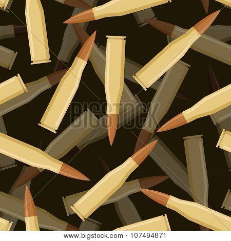 Bullets 3D Seamless Pattern. Texture Of Military Ammunition. Cartridges For Rifles And Submachine Gu