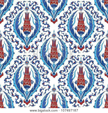 Traditional Arabic  ornament seamless. Floral Ornamental pattern. Iznik .Vector.  Background