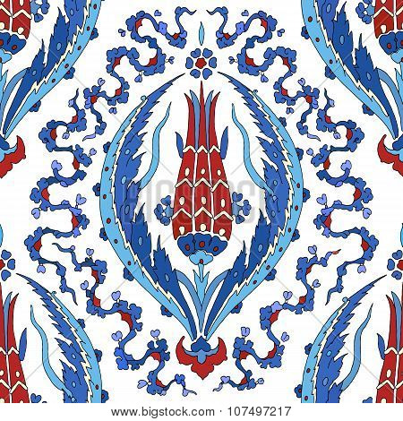 Traditional Arabic  ornament seamless. Floral Ornamental pattern. Iznik .Vector.  Background