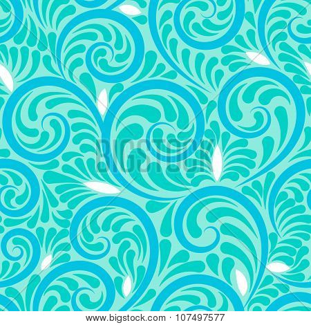 Swirls seamless abstract background with blue curls
