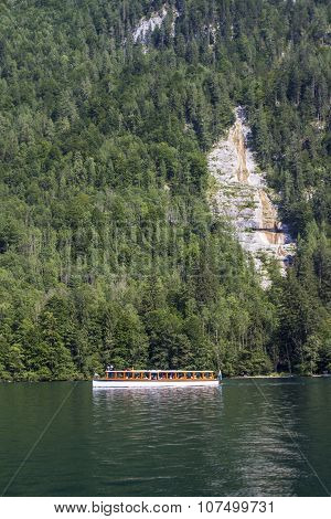 Pleasure Boat On The Koenigssee Lake Close To Berchtesgaden, Germany, 2015