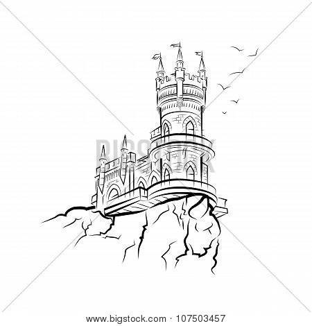 Yalta Swallow Nest. Drawing vector illustration