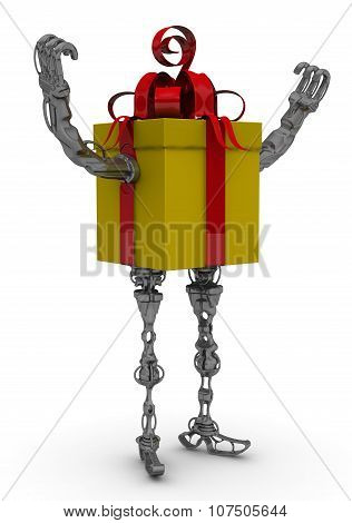 Propelled gift box. Hands raised up
