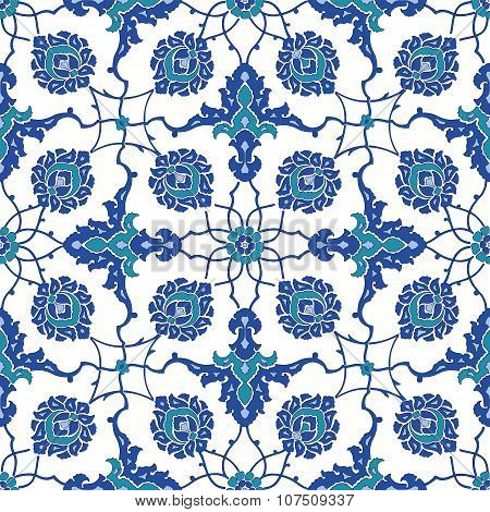 Traditional Arabic  ornament seamless. Floral Ornamental pattern. Iznik .Vector.  Background