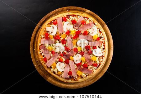raw pizza on the board