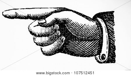 Retro Vintage Hand Point Sign