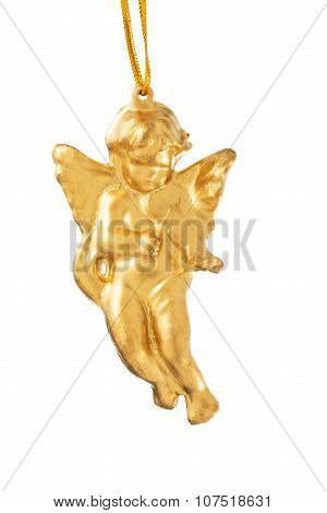 Little Angel Christmas Figure Decoration Isolated On White Background