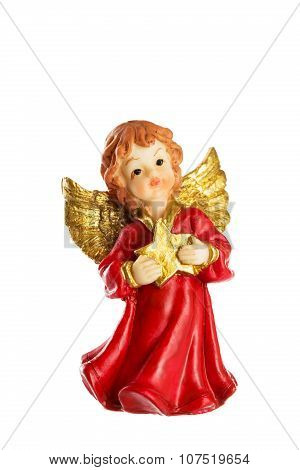 Little Angel Christmas Figure Decoration Isolated On White Background