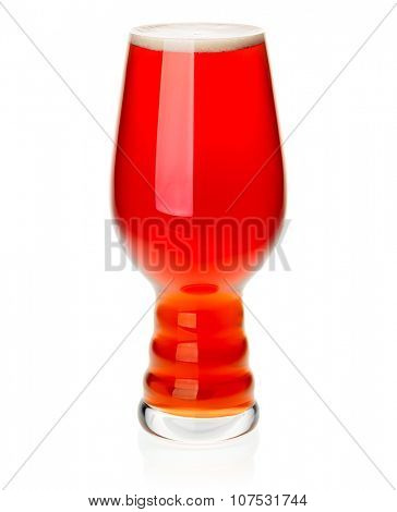 Full glass of India pale ale isolated on white background