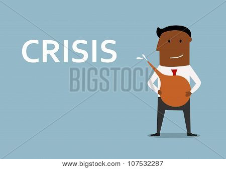Businessman cleans out business from crisis