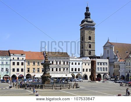 Square in the historic center of Ceske Budejovice.