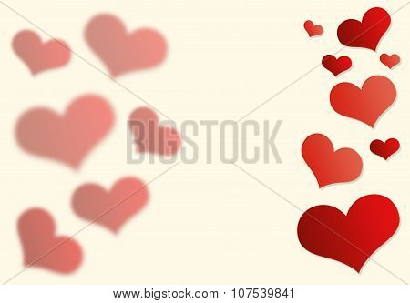 Red hearts romantic background.