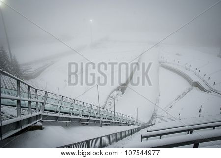 Holmenkollen Ski Jump In Fogg, Oslo, Norway