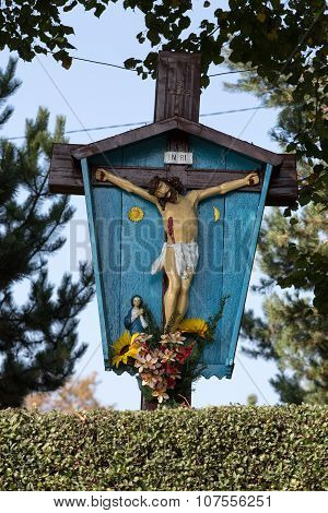 WIELICZKA, POLAND - OCTOBER 8, 2015: Old Wayside shrine in Wieliczka near Cracow. Poland