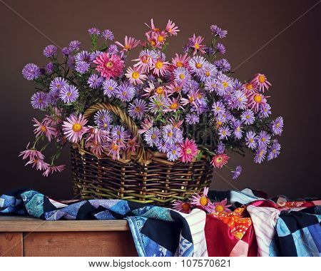 A Still Life With A Bouquet Of Autumn Flowers.