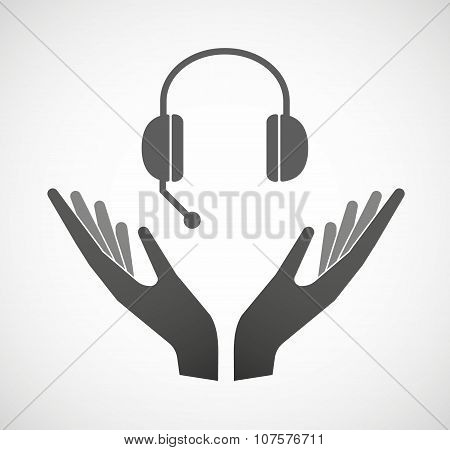 Two Vector Hands Offering  A Hands Free Phone Device