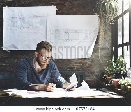 Architecture Man Working Planning Struction Concept