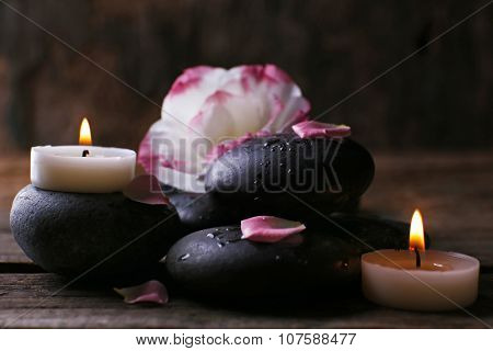 Beautiful relaxing composition  on wooden background