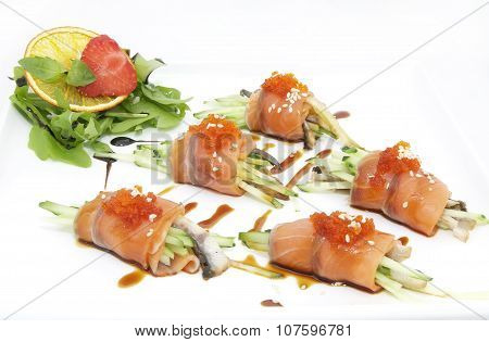 Fish rolls with herbs