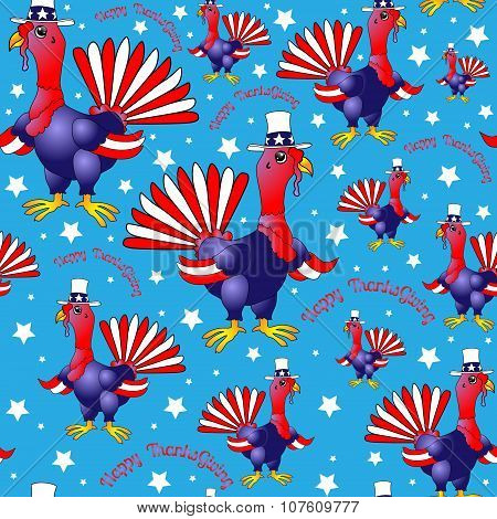 Happy Thanksgiving Design Vector Seamless Colorful  Background.